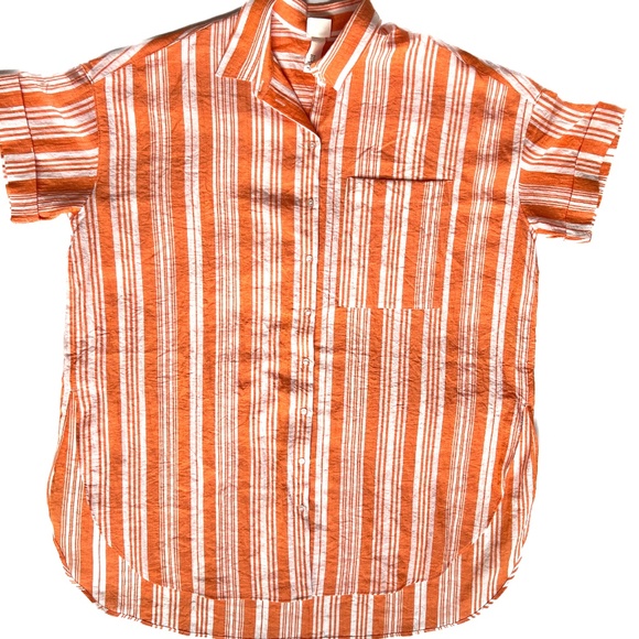 Lemlem x H&M Dress Oversized Orange & White Bold Striped Size M / L - Picture 4 of 8